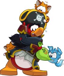  absurd_res alpha_channel avian beard belt bird black_clothing black_jacket black_topwear brown_belt brown_hair captain_rockhopper cat_puffle closed_eyes clothing club_penguin dog_puffle facial_hair full-length_portrait green_bag group hair hi_res jacket male official_art open_mouth penguin pirate_hat portrait puffle shirt toony topwear unknown_artist upper_teeth white_clothing white_shirt white_topwear 