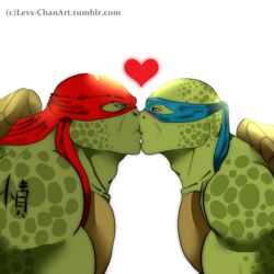  1:1 adolescent anthro blush duo green_body green_skin heart_symbol incest_(lore) kissing leonardo_(tmnt) levana male male/male markings raphael_(tmnt) reptile scalie shell spots spotted_body spotted_skin teenage_mutant_ninja_turtles teenage_mutant_ninja_turtles_(2014) text turtle turtle_shell url young 