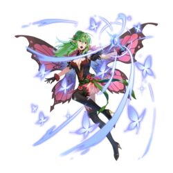  antennae blush boots breasts butterfly_wings cleavage cleavage_cutout clothing_cutout dress fairy fairy_wings fake_wings female fire_emblem fire_emblem_awakening fire_emblem_heroes flower full_body garter_straps gloves green_eyes green_hair hair_ornament high_heels insect_wings large_breasts leaf leaf_on_head long_hair multicolored_clothes multicolored_dress official_alternate_costume official_art pointy_ears ponytail ribbon rose solo thigh_boots thighhighs thorns tiara tiki_(adult)_(fire_emblem) tiki_(adult)_(resplendent)_(fire_emblem) tiki_(fire_emblem) transparent_background wings zonotaida 