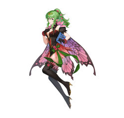  absurdres antennae blush boots breasts butterfly_wings cleavage cleavage_cutout clothing_cutout commentary_request dress fairy fairy_wings fake_wings female fire_emblem fire_emblem_awakening fire_emblem_heroes flower full_body garter_straps gloves green_eyes green_hair hair_ornament high_heels highres insect_wings large_breasts leaf leaf_on_head long_hair multicolored_clothes multicolored_dress official_alternate_costume official_art pointy_ears ponytail ribbon rose simple_background solo thigh_boots thighhighs thorns tiara tiki_(adult)_(fire_emblem) tiki_(adult)_(resplendent)_(fire_emblem) tiki_(fire_emblem) wings zonotaida 