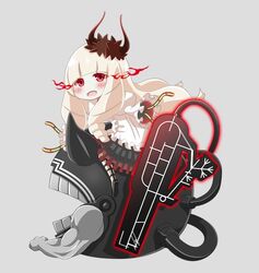  abyssal_ship bad_id bad_twitter_id blunt_bangs blush chibi female glowing glowing_eyes inactive_account kantai_collection long_hair lycoris_princess makoto5391 red_eyes skirt solo very_long_hair white_hair 