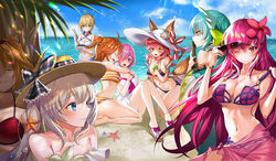  animal_ears artoria_pendragon_(all) bikini breast_hold breasts cleavage dress fate/grand_order fate_(series) jpeg_artifacts kiyohime_(fate/grand_order) marie_antoinette_(fate/grand_order) mash_kyrielight mordred saber scathach_(fate/grand_order) swimsuit tagme_(artist) tagme_(character) tamamo_no_mae_(fate) 