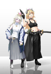  2girls boosette bowsette eviljaw6969_(hiko) female female_only fully_clothed mario_(series) new_super_mario_bros._u_deluxe rule_63 sukeban tagme 