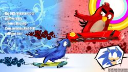  2026 absurd_res angry_birds anniversary anthro avian beak bird black_beak black_eyebrows blu_(rio) blue_body blue_feathers blue_sky_studios brown_markings cardinal_(bird) crossover desert_cardinal eulipotyphlan eyebrows feathers feral group head_feathers hedgehog hi_res kamaib0nb0n macaw male mammal markings neotropical_parrot oscine parrot passerine red_(angry_birds) red_body red_feathers rio_(series) rovio_entertainment sega skateboard skateboarding sonic_the_hedgehog sonic_the_hedgehog_(series) spix's_macaw the_angry_birds_movie trio true_parrot vehicle 