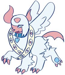  2024 biblically_accurate_angel blue_pawpads christian_cross christian_symbol christianity claws collar cross cute_fangs digital_media_(artwork) eyelashes fakemon female feral generation_6_pokemon heart_symbol hi_res ibispaint_(artwork) jackrabbit_(artist) mega_absol mega_evolution nintendo pawpads pink_claws pokeball pokemon pokemon_(species) religion solo spread_wings wings 