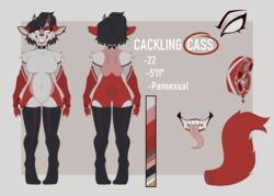  anthro armwear black_hair clothing collar ear_piercing ear_ring female fishnet_armwear fishnet_clothing grinion_(species) hair hi_res legwear markings piercing red_markings ring_piercing solo thigh_highs white_body white_eyes wolfdoxx 