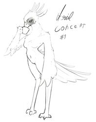  absurd_res accipitriform annoyed anthro ariel_(arielblacksun) arielblacksun avian bird coffee_cup container cup female hi_res looking_at_viewer secretary_bird sipping solo 