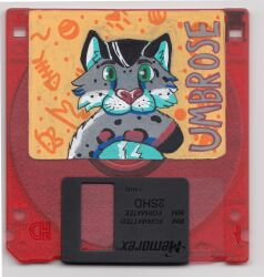  anthro anubis_studios badge bite felid floppy_disk hi_res homph khajiit looking_at_viewer male mammal microsoft pantherine snow_leopard solo tail tail_bite tail_in_mouth the_elder_scrolls umbrose 