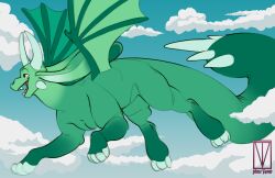  absurd_res cartoon cloud colored_with_background dragon hi_res mythological_creature mythological_scalie mythology scalie sky unnatural_colors vena_tasuh 