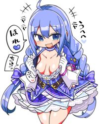  :3 :d ahoge bad_id bad_twitter_id belt blue_dress blue_eyes blue_hair braid breasts collarbone commentary_request dress female gloves inactive_account kanikama looking_at_viewer nijisanji small_breasts smile solo speech_bubble translation_request twin_braids virtual_youtuber white_gloves yuuki_chihiro yuuki_chihiro_(8th_costume) 