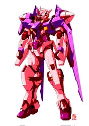  blue_eyes dated english_text gn_drive gundam gundam_00 highres mecha mobile_suit no_humans original pravin_rao_santheran robot science_fiction solo standing trans-am v-fin white_background 