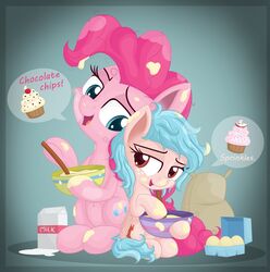  2019 absurd_res bowl container cozy_glow_(mlp) cutie_mark dialogue duo earth_pony english_text equid equine eyelashes feathered_wings feathers female feral freckles friendship_is_magic hasbro hi_res horse mammal my_little_pony mythological_creature mythological_equine mythology open_mouth pegasus pinkie_pie_(mlp) pony text vito wings young 