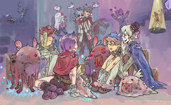  +_+ 2girls 6+boys alchemist_(ragnarok_online) animal_ears apple apple_on_head arrow_through_apple black_coat black_footwear black_headwear black_thighhighs blonde_hair blood blue_cape blue_dress blue_hair blush boots box brown_cape brown_coat brown_dress brown_footwear brown_hair brown_pants cape cat_ears closed_mouth coat commentary_request creator_(ragnarok_online) detached_sleeves dress emoticon food fruit fujoshi full_body fur-trimmed_footwear fur-trimmed_pants fur_trim gameplay_mechanics gloves grey_hair habit hat heart high_priest_(ragnarok_online) holding holding_staff hug in-universe_location juliet_sleeves layered_clothes long_hair long_sleeves looking_at_another monocle multicolored_coat multiple_boys multiple_girls nsmt nun o3o ofuda open_clothes open_coat open_mouth pants priest_(ragnarok_online) professor_(ragnarok_online) puffy_sleeves purple_hair qingdai_guanmao ragnarok_online red_apple red_cape red_coat red_headwear red_shirt rybio scythe shirt shoes short_dress short_hair sitting sleeveless sleeveless_shirt slime_(creature) spotlight staff striped_sleeves sunglasses teeth thighhighs top_hat two-tone_coat vanilmirth_(ragnarok_online) watermark web_address white_coat white_gloves white_hair white_pants white_shirt white_sleeves yaoi yokozuwari zombie zombie_prisoner 