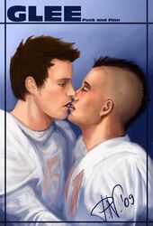  actor artist_request caucasian caucasian_male celebrity cory_monteith finn_hudson gay glee_(tv_series) in_character male male_only mark_salling men_kissing noah_puckerman 