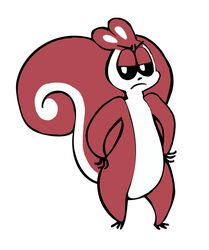  ambiguous_gender black_eyes brown_body brown_fur chikn_nuggit frown fur half-closed_eyes hands_on_hips hawt_saus_(chikn_nuggit) hi_res looking_at_viewer male_(lore) mammal narrowed_eyes rodent sciurid semi-anthro simple_background solo standing tree_squirrel vdisco white_background white_body white_fur 