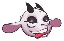  alpha_channel anthro bovid bovine caprine eyelashes eyeshadow female fur goat gud gud_(fursona) headshot_portrait horn looking_at_viewer makeup mammal portrait rule_63 solo sticker tongue tongue_out white_body white_fur 