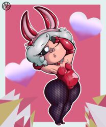  2022 5:6 absurd_res anthro ass big_butt big_legs bunny_costume chibi clothed clothing cosplay costume digital_media_(artwork) domestic_pig fake_ears fake_rabbit_ears female hair hi_res holidays linyxart mammal pig_nose pose short_hair short_stack slightly_chubby slightly_chubby_anthro slightly_chubby_female solo suid suina sus_(pig) valentine&#039;s_day 