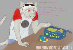  anthro conditional_dnp dave_strider digital_media_(artwork) eyewear felid feline fur hi_res homestuck male mammal ms_paint_adventures red_eyes solo sunglasses white_body white_fur wolftacos 