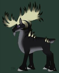  antlers bakari beard deer facial_hair feral fur hi_res horn hybrid male mammal simple_background solo standing 