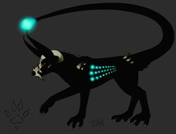  bakari bone canid canine canis claws fangs feral horn hybrid jackal male mammal simple_background skull solo standing teeth 