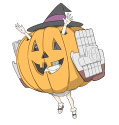  anzio_princess anzio_princess_(cosplay) arms_up bigkwl commentary cosplay dress female gloves halloween hat highres jack-o&#039;-lantern janus_(kancolle) kantai_collection torpedo_tubes white_dress white_gloves witch_hat 