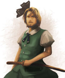  1boy beard cosplay crossdressing crossover facial_hair fusion imageboard_desourced kagitsune_torii katana konpaku_youmu konpaku_youmu_(cosplay) male_focus non-web_source photoshop_(medium) sheath sheathed solo sword the_last_samurai tom_cruise touhou weapon 