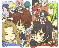  6+boys 6+girls anya_alstreim ashford_academy_school_uniform black_hair blonde_hair blue_eyes brown_hair c.c. cecile_croomy chibi code_geass commentary_request dark_skin food fruit gino_weinberg glasses green_eyes green_hair grey_hair holding holding_food holding_fruit holding_pizza jeremiah_gottwald knights_of_the_round_uniform kouzuki_kallen kururugi_suzaku lelouch_vi_britannia li_xingke lloyd_asplund long_hair military military_uniform multiple_boys multiple_girls nunnally_vi_britannia ohgi_kaname orange_(fruit) order_of_the_black_knights_uniform peach pink_hair pizza ponytail purple_eyes purple_hair rakshata_chawla red_hair rice rolo_lamperouge school_uniform short_hair sumeragi_kaguya tianzi uniform villetta_nu yellow_eyes yukke 