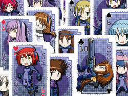  6+girls aiming brown_hair cannon chibi cinque_(nanoha) deed_(nanoha) dieci_(nanoha) due_(nanoha) furafura ginga_nakajima hairband heart long_hair looking_at_viewer lyrical_nanoha mahou_shoujo_lyrical_nanoha_strikers multiple_girls nove_(nanoha) numbers_(nanoha) otto_(nanoha) pixel_art purple_hair quattro_(nanoha) red_hair rotated sein_(nanoha) sette_(nanoha) spiked_hair tre_(nanoha) uno_(nanoha) very_long_hair wendi_(nanoha) yellow_eyes 