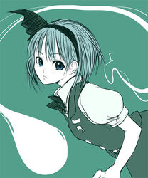  commentary_request female ghost hairband hitodama itsukage konpaku_youmu konpaku_youmu_(ghost) ribbon short_hair solo touhou 