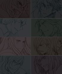  6+boys ali_al-saachez allelujah_haptism dark dual_persona female graham_aker grimace grin gundam gundam_00 hallelujah_haptism lockon_stratos matsuo multiple_boys open_mouth patrick_colasour setsuna_f._seiei smile soma_peries sweat tieria_erde 