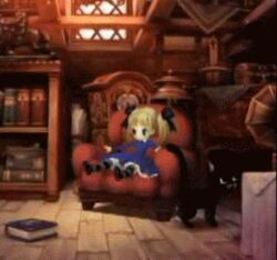  alice_(odin_sphere) animated animated book chair feline female lowres odin_sphere sitting socrates_(odin_sphere) 