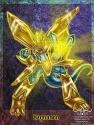  2010 armor bandai_namco claws digimon digimon_(species) dragon headgear helmet magnamon male meghan_hupp mythological_creature mythological_scalie mythology scalie solo yellow_eyes 