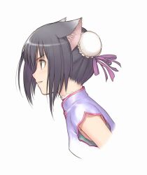  animal_ears black_hair brown_eyes bun_cover cat_ears china_dress chinese_clothes choker double_bun dress female flat_chest frills grin hair_between_eyes hair_bun lace leaning_forward looking_away official_art profile ribbon shaomei_rin shining_(series) shining_hearts short_hair simple_background smile solo tony_taka turtleneck upper_body white_background 