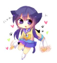  animal_ears bad_id bad_pixiv_id blush candle cat_ears cat_tail chibi corpse_party female long_hair nomeshi open_mouth purple_eyes purple_hair school_uniform serafuku shinozaki_ayumi skirt solo tail twintails 