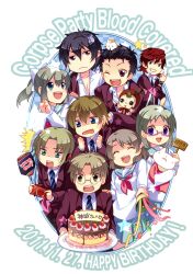  3girls 6+boys animal bad_id bad_pixiv_id birthday black_hair blue_eyes brown_hair cake closed_eyes corpse_party doll food fukuroi_masato glasses green_eyes hamster handheld_game_console headphones katayama_ryousuke kirisaki_touko kizami_yuuya kurosaki_kensuke multiple_boys multiple_girls necktie one_eye_closed ookawa_tomohiro playstation_portable ponytail purple_eyes red_hair school_uniform serafuku shimada_kai_(corpse_party) urabe_emi yamamoto_mitsuki yukishiro_(s_kiss) 