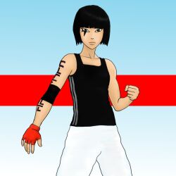  black_hair faith faith_(mirror&#039;s_edge) faith_connors fingerless_gloves gloves green_eyes mirror&#039;s_edge mirrors_edge pixiv_thumbnail resized short_hair solo tattoo 