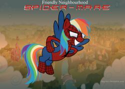  better_version_at_source bush_(disambiguation) cloud crossover diegotan equid equine female feral flying friendship_is_magic hair hasbro horse mammal mane marvel multicolored_hair my_little_pony mythological_creature mythological_equine mythology pegasus pony ponyville rainbow_dash_(mlp) rainbow_hair sky spider-man_(series) spider-mare wings 