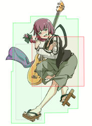  :d bass_guitar black_jacket black_nails blunt_bangs blush bocchi_the_rock! bow breasts butt_bump chromatic_aberration cleavage dress female fighting_game fingernails floating_hair full_body geta granblue_fantasy granblue_fantasy_versus green_bow green_dress hairbow hiroi_kikuri instrument jacket leg_up long_hair long_sleeves low-braided_long_hair low-tied_long_hair medium_dress metera_(granblue_fantasy) multicolored_jacket nail_polish nose_blush open_clothes open_jacket open_mouth pink_eyes pink_hair sharp_teeth simple_background smile solo teeth toenail_polish toenails torako_(toramaru) twitter_username two-tone_jacket upper_teeth_only v-shaped_eyebrows watermark white_background white_jacket yamaha_trb 