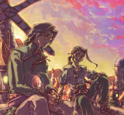  2boys asato bad_id bad_pixiv_id citan_uzuki fei_fong_wong glasses long_hair male_focus multiple_boys xenogears 