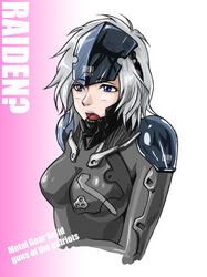  blush bodysuit commentary_request female genderswap_(mtf) grey_hair metal_gear_(series) metal_gear_solid metal_gear_solid_4:_guns_of_the_patriots photoshop_(medium) raiden_(metal_gear) rule_63 ryokuyuu solo 