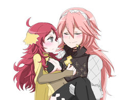  artist_request blush breasts female fire_emblem fire_emblem_if multiple_girls nintendo ophelia_(fire_emblem_if) pink_hair red_hair soleil_(fire_emblem_if) yuri 