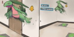  boke-chan commentary_request grovyle indoors meme no_humans pokemon pokemon_(creature) pokemon_mystery_dungeon pokemon_mystery_dungeon:_explorers_of_time/darkness/sky wonder_tile 