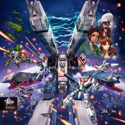  alien arm_cannon battle black_hair brown_hair bruno_j._global choujikuu_yousai_macross claudia_lasalle daedalus dark_skin earth energy energy_beam explosion firing fleet franciscoetchart glaug glowing glowing_eye green_eyes gunpod hat hayase_misa long_hair macross mecha military military_uniform nupetiet-vergnitzs orbit picket_patrol_ship power_armor prometheus_(ship) queadluun-rau queadol-magdomilla quiltra-queleual railgun regult robotech roundel science_fiction sdf-1 serious short_hair sideburns signature space space_craft star starry_background storm_attacker u.n._spacy uniform vf-1 vf-1a vf-1j vf-1s walker weapon zentradi 