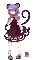  animal_ears arm_up bad_id bad_pixiv_id clenched_hand crystal dress female jewelry looking_up mouse_(animal) mouse_ears mouse_tail nazrin necklace ngayope no_nose open_mouth pendant pigeon-toed purple_hair red_eyes shawl shoes sitting socks solo tail touhou white_socks 