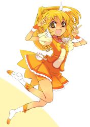  :d bad_id bad_pixiv_id bike_shorts bike_shorts_under_skirt blonde_hair boots bow choker commentary_request cure_peace double_v eyelashes female magical_girl open_mouth orange_choker photoshop_(medium) precure shorts skirt smile smile_precure solo v yayoi_kise yellow_bow yellow_eyes yellow_shorts yellow_skirt yellow_theme yuu_(kfc) 