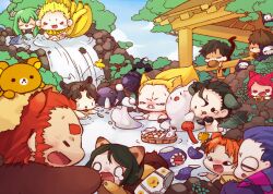  6+boys adalove animal_ears assassin_(fate/zero) banana bear_ears berserker_(fate/zero) bird briefs brush burger camera cat_ears cat_tail chibi chicken commentary_request dango diarmuid_ua_duibhne_(lancer)_(fate) dog_ears dog_tail emiya_kiritsugu enkidu_(fate) fate/strange_fake fate/zero fate_(series) female food fruit gae_buidhe_(fate) gae_dearg_(fate) gilgamesh_(fate) gilles_de_rais_(caster)_(fate) heart heart-shaped_pupils horns iskandar_(fate) kayneth_el-melloi_archibald kemonomimi_mode kotomine_kirei male_underwear matou_kariya monkey monkey_ears monkey_tail monster multiple_boys onsen photoshop_(medium) rabbit_ears rabbit_tail rilakkuma san-x sheep_ears shoggoth sola-ui_nuada-re_sophia-ri symbol-shaped_pupils tail tentacle tohsaka_tokiomi underwear uryuu_ryuunosuke volumen_hydragyrum_(fate) wagashi water waterfall waver_velvet wolf wolf_(fate) wolf_ears 