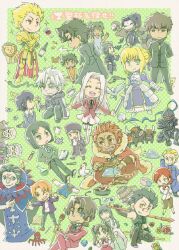  6+boys 6+girls armor artoria_pendragon_(fate) assassin_(fate/zero) barrel bat_(animal) berserker_(fate/zero) bessend bird black_keys_(type-moon) bowl bug bull bullet cape chalice chicken chopsticks coat commentary_request controller crab cross cross_necklace crystal_ball cup diarmuid_ua_duibhne_(lancer)_(fate) drinking_glass emiya_kiritsugu everyone fate/zero fate_(series) female_assassin_(fate/zero) flower fly food gae_buidhe_(fate) gae_dearg_(fate) game_controller gem gilgamesh_(fate) gilles_de_rais_(caster)_(fate) gun handgun hisau_maiya holding holding_flower holding_polearm holding_scepter holding_weapon holy_grail_(fate) illyasviel_von_einzbern irisviel_von_einzbern iskandar_(fate) jacket jewelry kayneth_el-melloi_archibald kotomine_kirei kotomine_risei letterman_jacket lion matou_kariya matou_sakura matou_zouken mercury_(element) mouse_(animal) multiple_boys multiple_girls multiple_persona necklace octopus overcoat pantyhose pink_flower polearm red_cape red_flower red_rose rose saber_(fate) scepter senbei shirley_(fate) smoking snake sola-ui_nuada-re_sophia-ri spear test_tube thompson/center_contender tohsaka_aoi tohsaka_rin tohsaka_tokiomi uryuu_ryuunosuke volumen_hydragyrum_(fate) waist_cape waver_velvet weapon wine_glass yellow_flower yellow_rose 