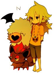  1boy bad_id bad_tumblr_id green_eyes green_hair long_hair n_(pokemon) pikiru pokemon pokemon_(creature) pokemon_bw woobat zorua 