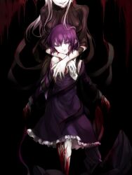  2girls aged_down bad_id bad_pixiv_id blood breasts dark_persona dark_sakura dress dual_persona fate/stay_night fate/zero fate_(series) koko_(oyasuminasai) lolicon long_hair matou_sakura medium_breasts multiple_girls purple_eyes purple_hair short_hair teenage white_hair 