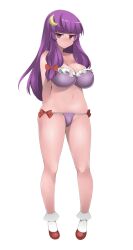  bobby_socks bra breasts cleavage commentary crescent crescent_hair_ornament female full_body groin hair_ornament hevn large_breasts lingerie long_hair navel panties patchouli_knowledge photoshop_(medium) purple_bra purple_eyes purple_hair purple_panties simple_background skindentation socks solo thighs touhou underwear underwear_only white_socks wide_hips 